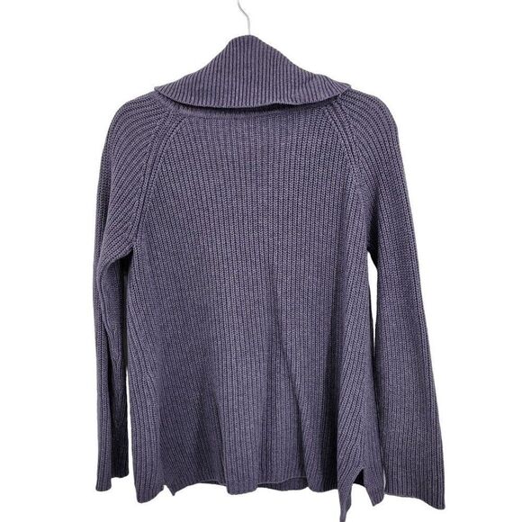 Chico's Cowl Neck Sweater Size 1 M Purple Periwinkle Long Sleeve Chunky Knit - Picture 3 of 12